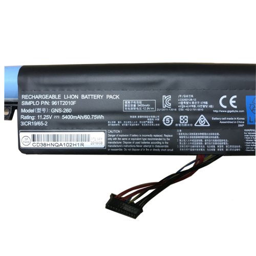 Original Gigabyte P55W Gigabyte P55W V6 Batterie 5400mAh 60.75Wh 6-Cellules