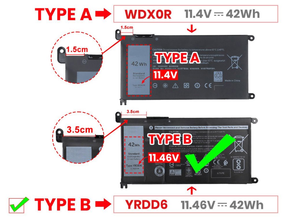 Original 3500mAh 42Wh Batterie Dell 01VX1H YRDD6