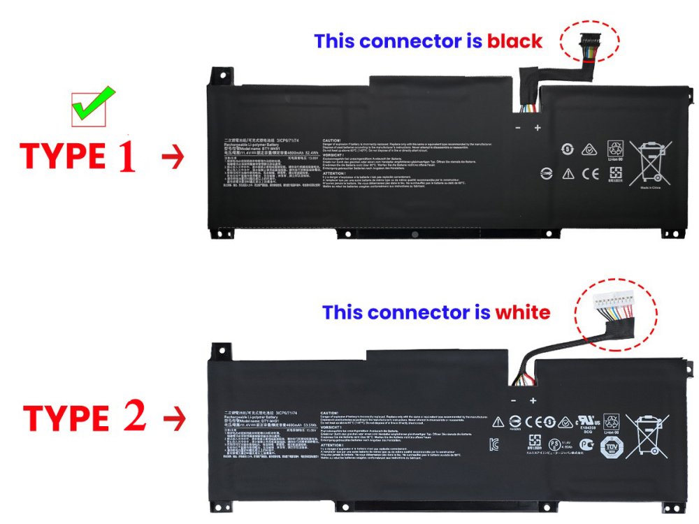 4600mAh 52.4Wh Batterie MSI BTY-M491