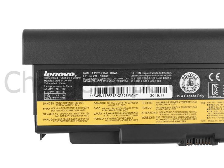 100Wh Batterie Lenovo 0C52863 45N1144 45N1145 - Cliquez sur l'image pour la fermer