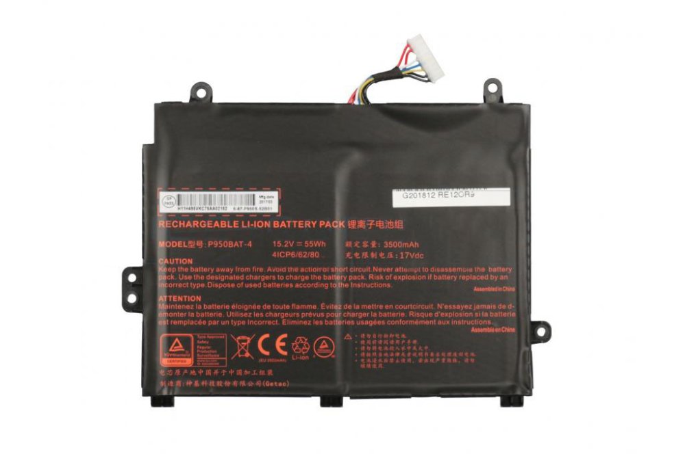 3500mAh 55Wh 4 Cellules Clevo 6-87-P950S-51E01 Batterie