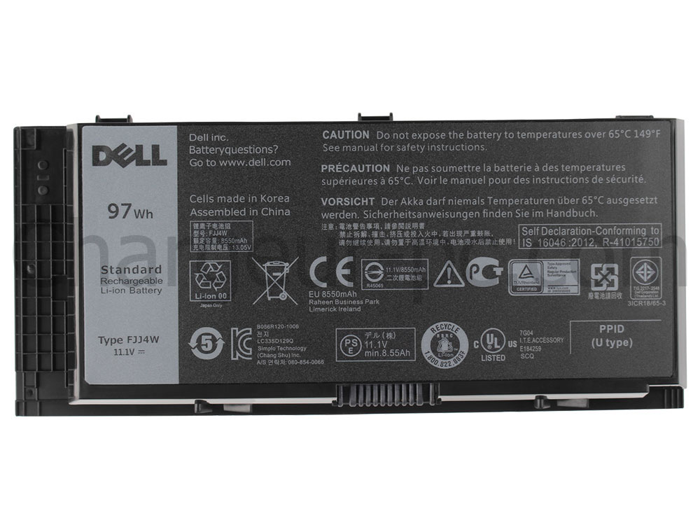 97Wh Batterie Original pour Dell F334W 451-BBGO H1MNH