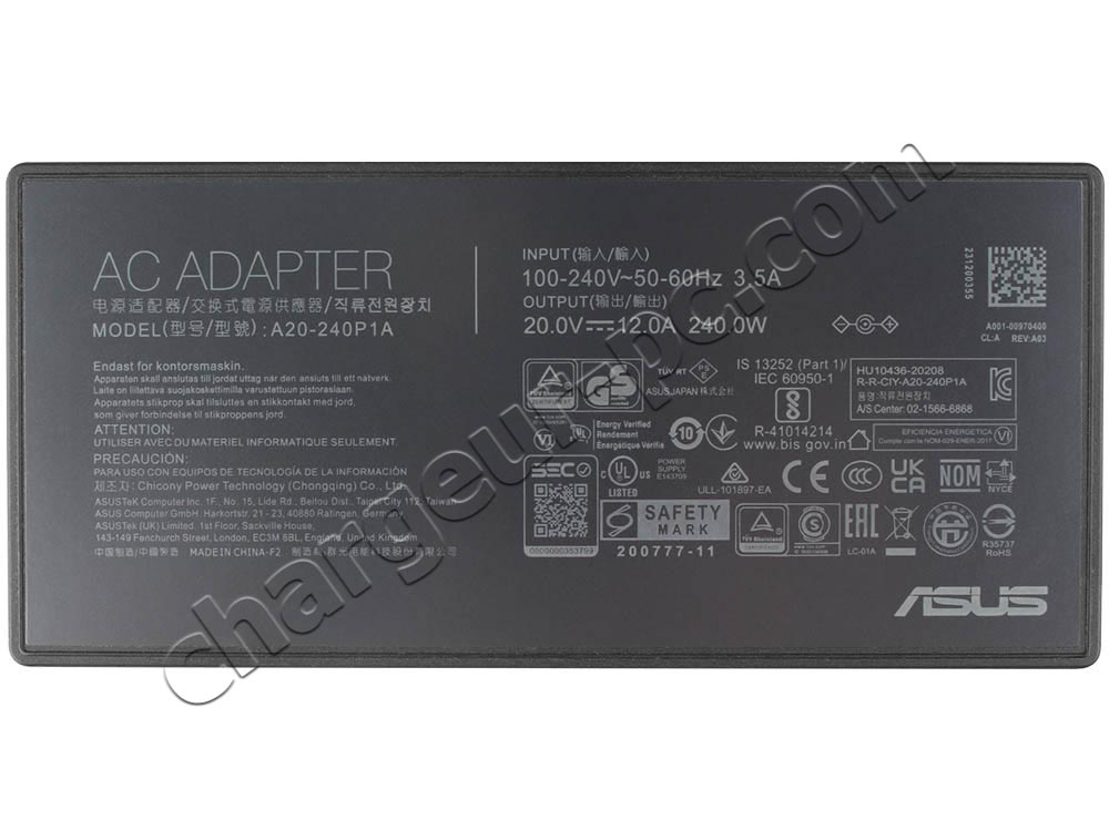 Original 240W Slim AC Adaptateur Chargeur Asus ROG Strix G15 (2022) G513RM