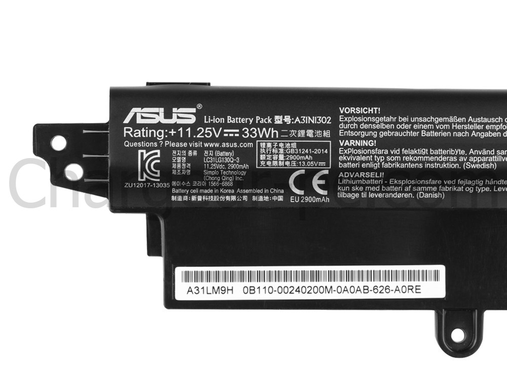 33Wh Batterie Original pour Asus VivoBook F200MA-KX079D F200MA-KX079H