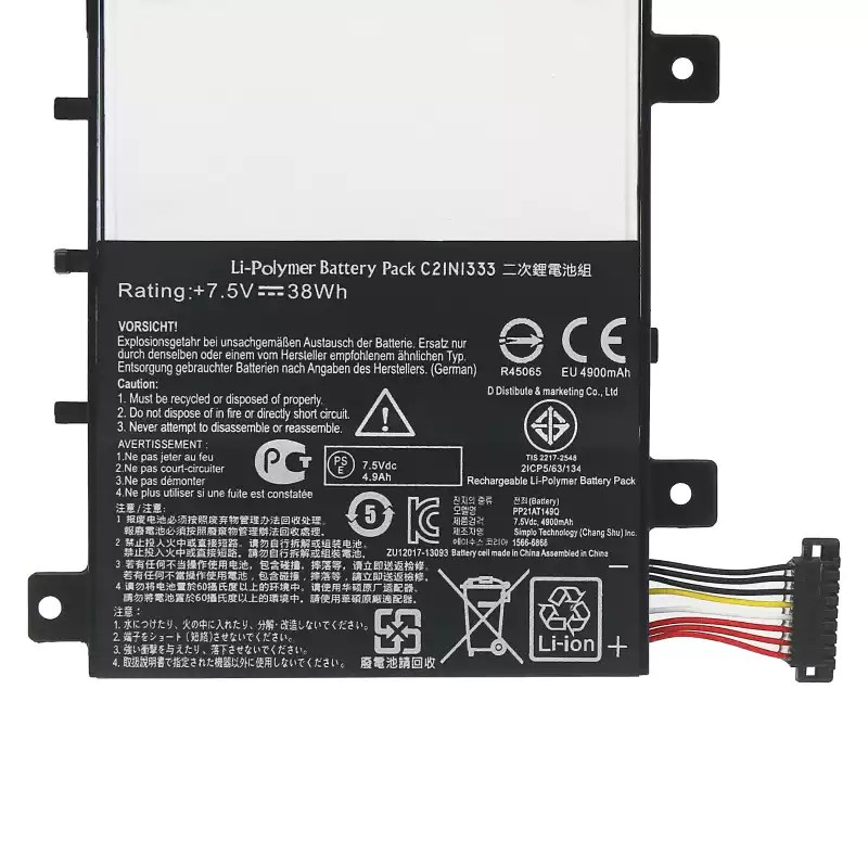 38Wh Batterie Original pour Asus C21N1333 0B200-00860000 0B200-00860400