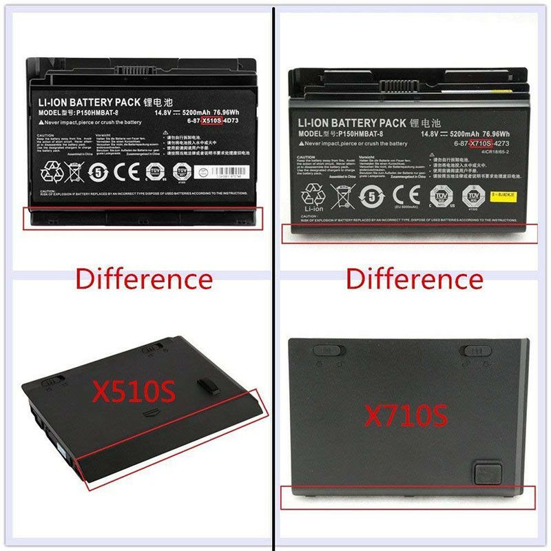 5200mAh pour Clevo P151 P151EM P151HM Batterie