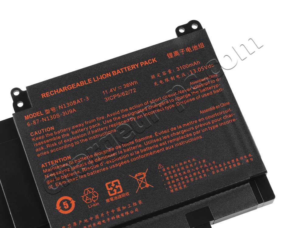 Clevo N141CU Clevo N141WU Batterie 3100mAh 36Wh 3 Cellules