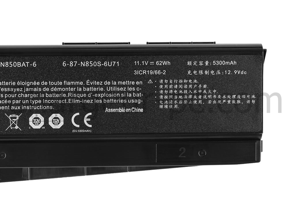 5300mAh 62Wh 6-Cell Batterie Clevo N855HK