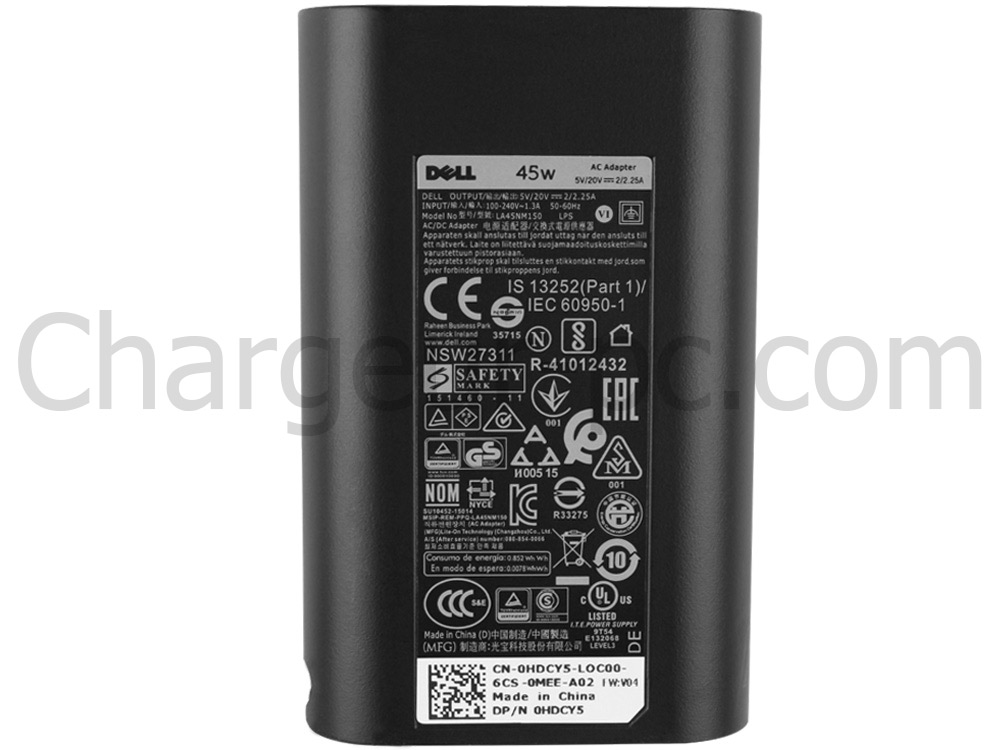 Original 45W USB-C Dell XPS 13 9315 AC Adaptateur Chargeur + câble