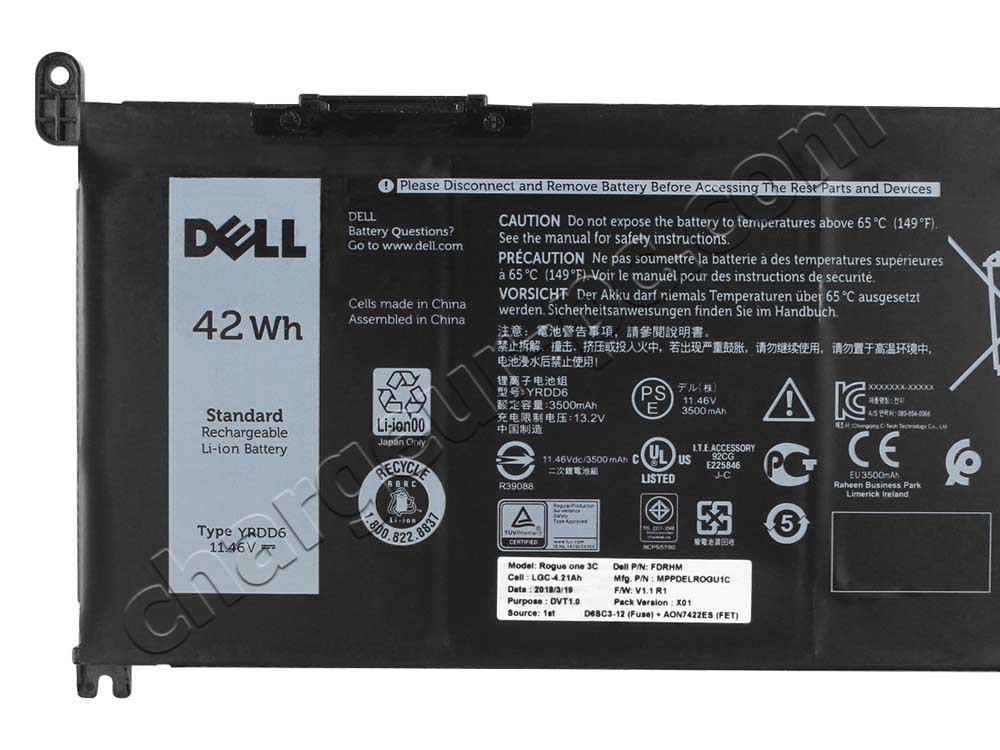 Original 3500mAh 42Wh Batterie Dell 01VX1H YRDD6