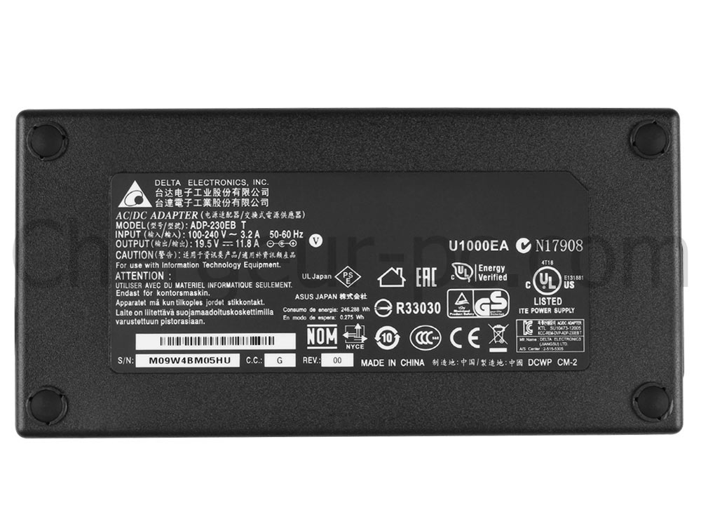 Original 230W MSI GT75 Titan 9SG-286ES AC Adaptateur Chargeur