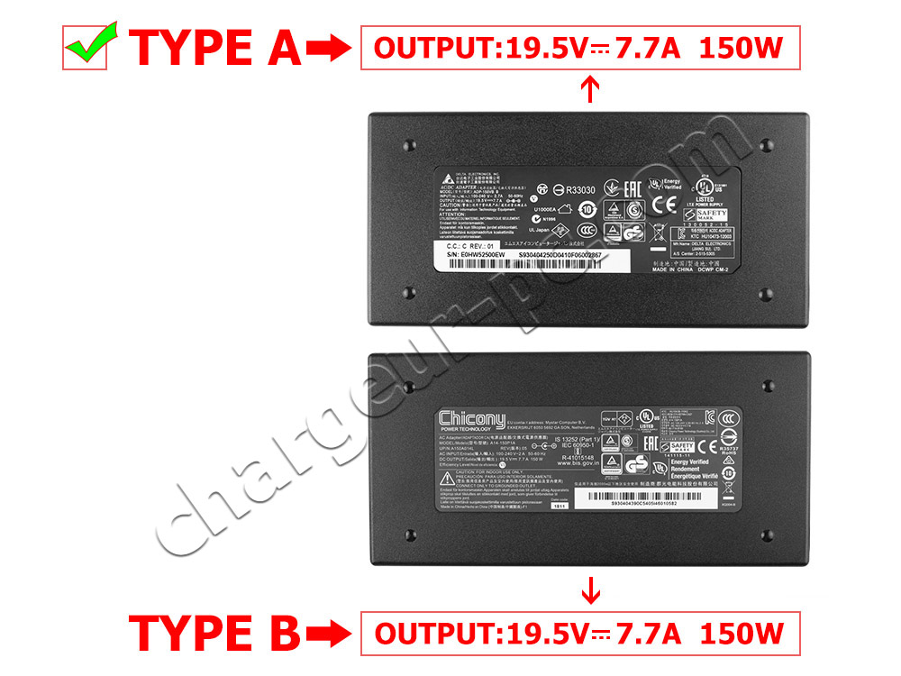 Original 150W Medion Erazer Defender E10 (MD 61830 MSN:30030998) AC Adaptateur Chargeur + câble