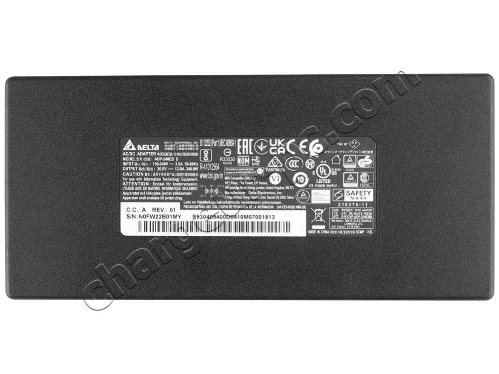 Original 240W MSI Stealth A16 AI+ A3HVGG-065NL AC Adaptateur Chargeur + câble