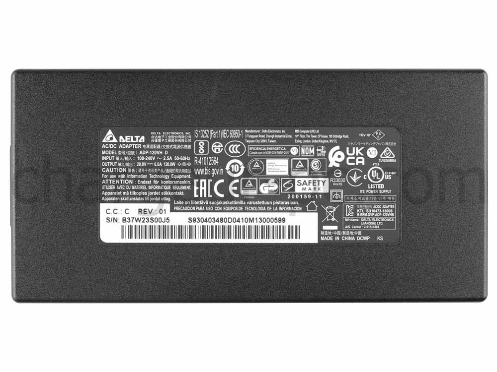Original 120W MSI Cyborg 15 AI A1VFK-203US AC Adaptateur Chargeur + câble