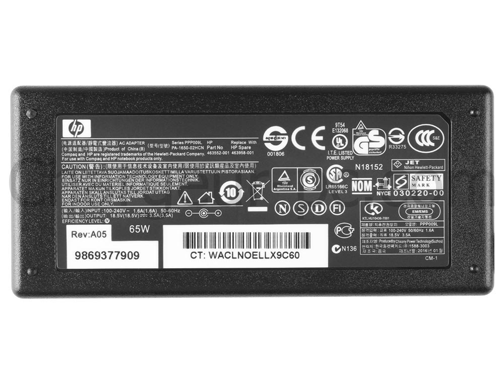 Original 65W HP Compaq nx9020 Adaptateur Chargeur + Câble