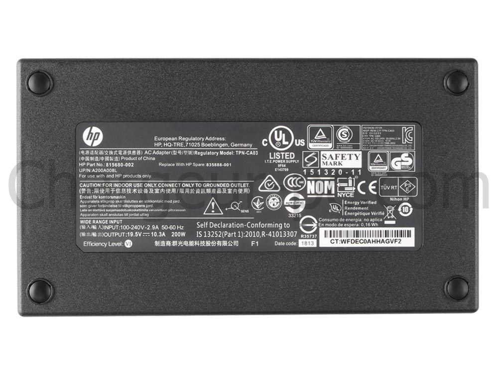 Original 200W HP Omen 15-dh0016nf 15-dh0012nt AC Adaptateur Chargeur