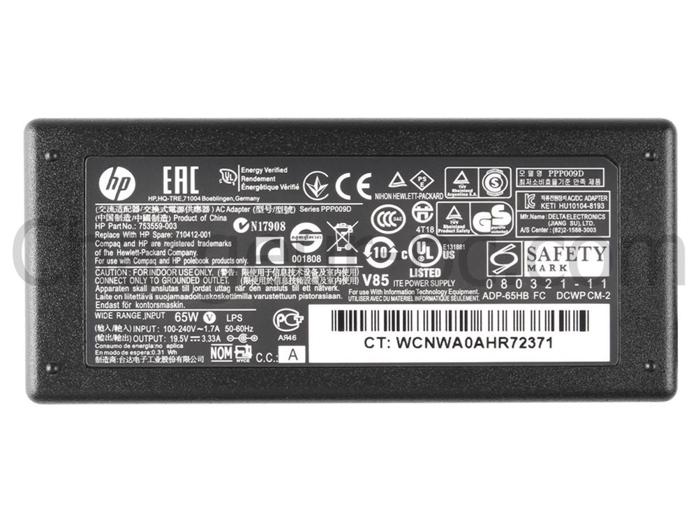65W Original AC Adaptateur Chargeur pour HP Pavilion Sleekbook 15-b040sl