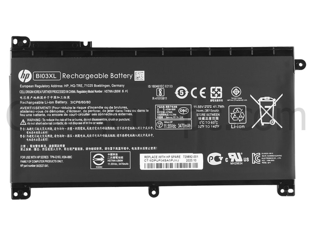 Original HP 0N03XL Batterie 3470mAh 41.7Wh