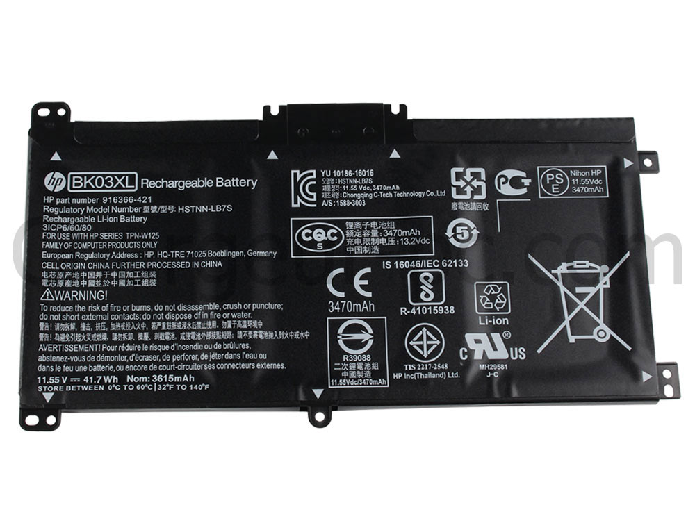 41.7Wh Original Batterie HP Pavilion x360 14-ba012ng 14-ba075tu
