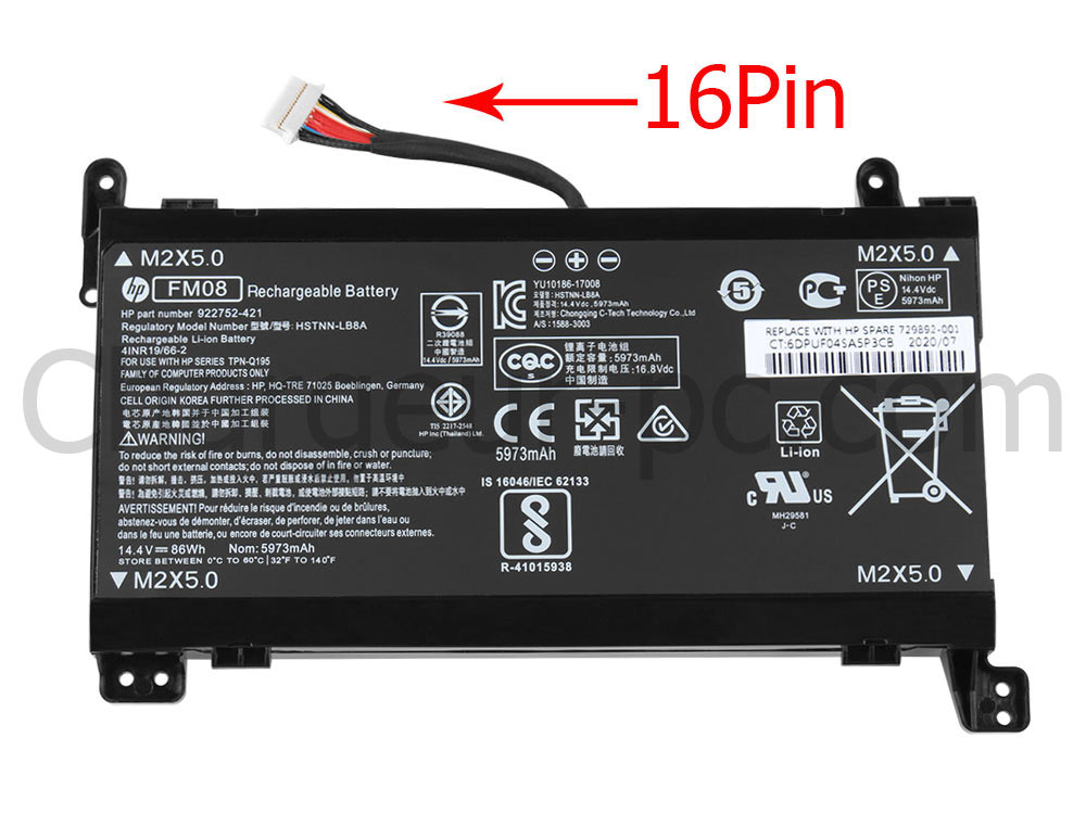 86Wh Batterie HP Omen 17-an004nf 17-an013dx