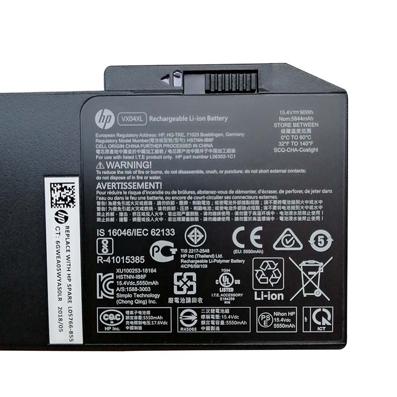 Original HP L05766-850 Batterie 5844mAh 90Wh
