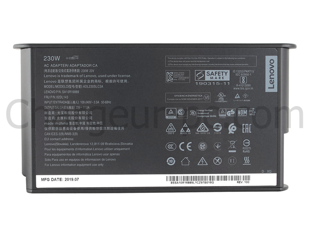 Original 230W AC Adaptateur Chargeur Lenovo Legion 5 15ITH6H 82JH0037FE