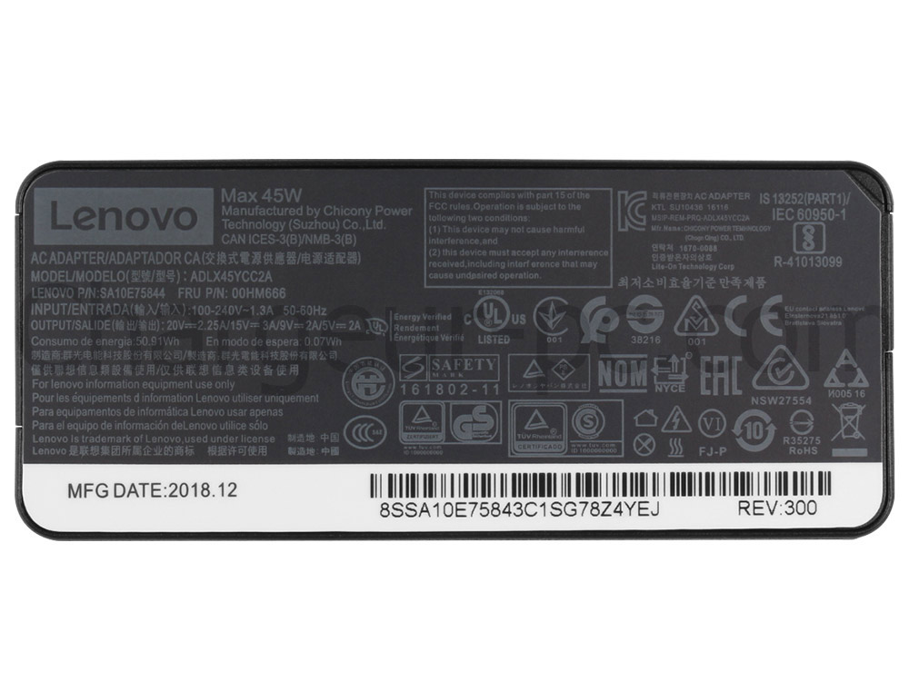 45W USB-C Lenovo ThinkPad T495 20NJ0010EU Adaptateur Chargeur