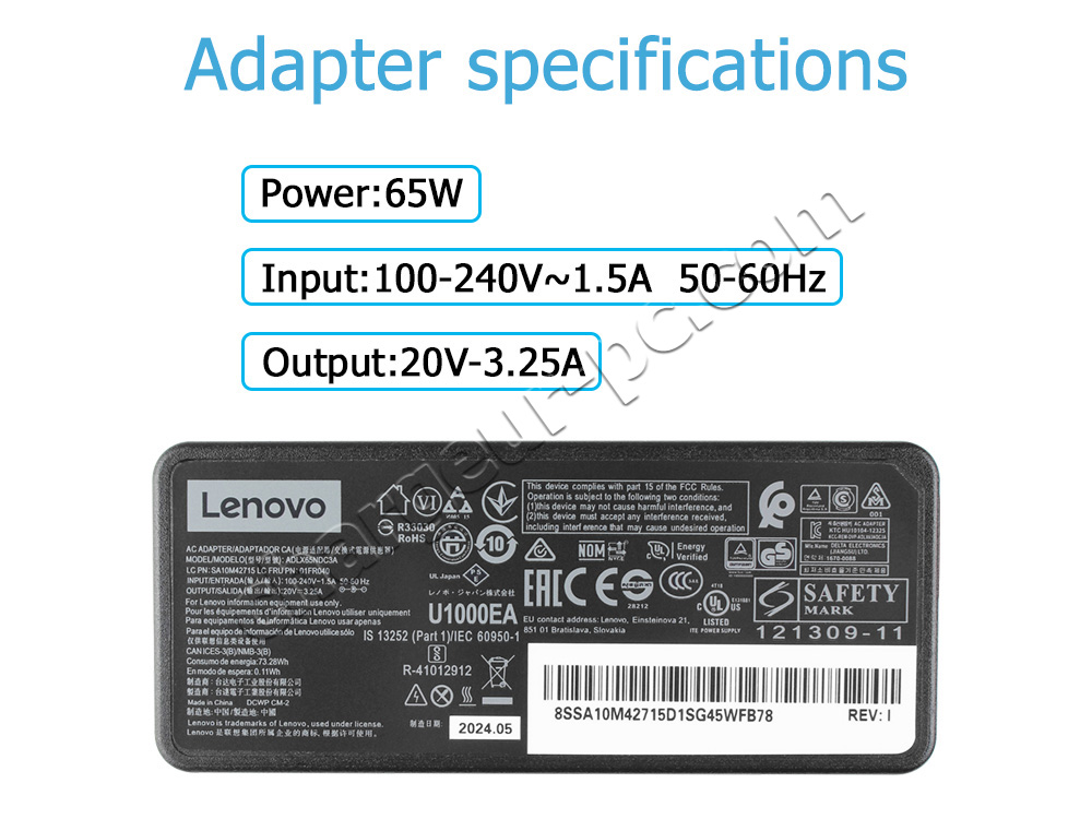 Original 65W Lenovo IdeaPad 330S-15IKB 81F5 81JN AC Adaptateur Chargeur