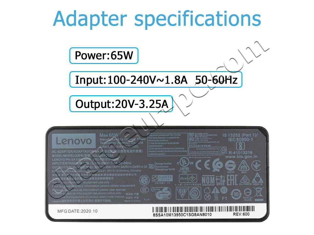 Chargeur Original Lenovo ThinkPad T480 20L6 65W USB-C