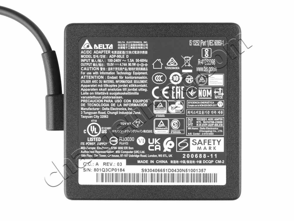 Original 90W MSI Modern 15 H B13M-004UK AC Adaptateur Chargeur + câble