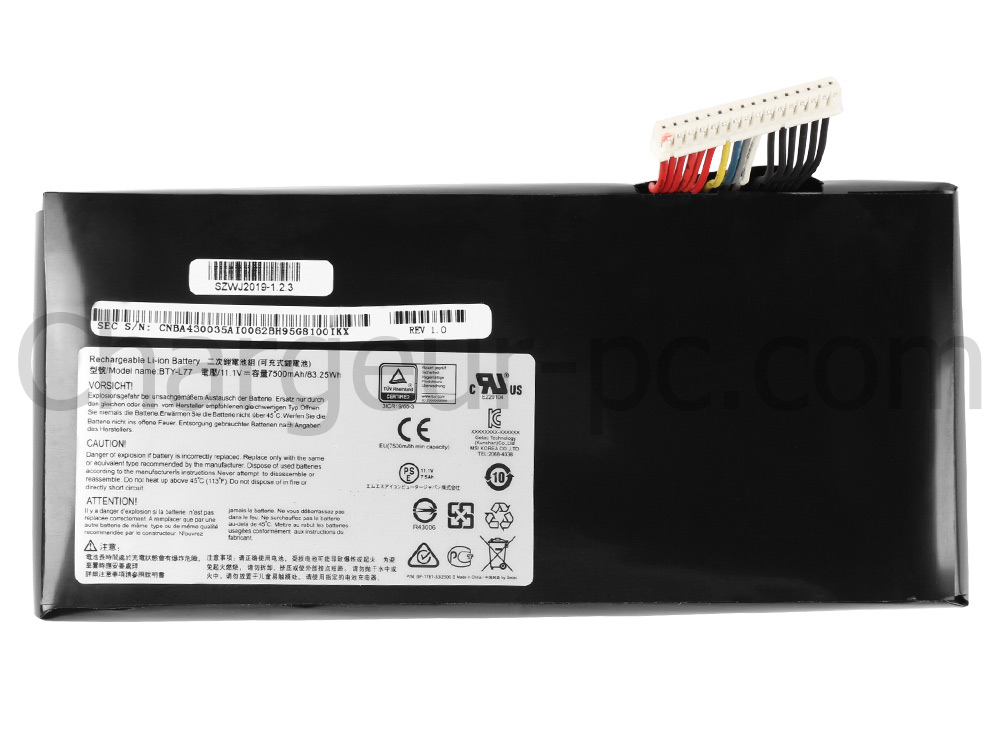 7500mAh Batterie Original pour MSI GT72 2QE 604UK GT72 2QE-628TR