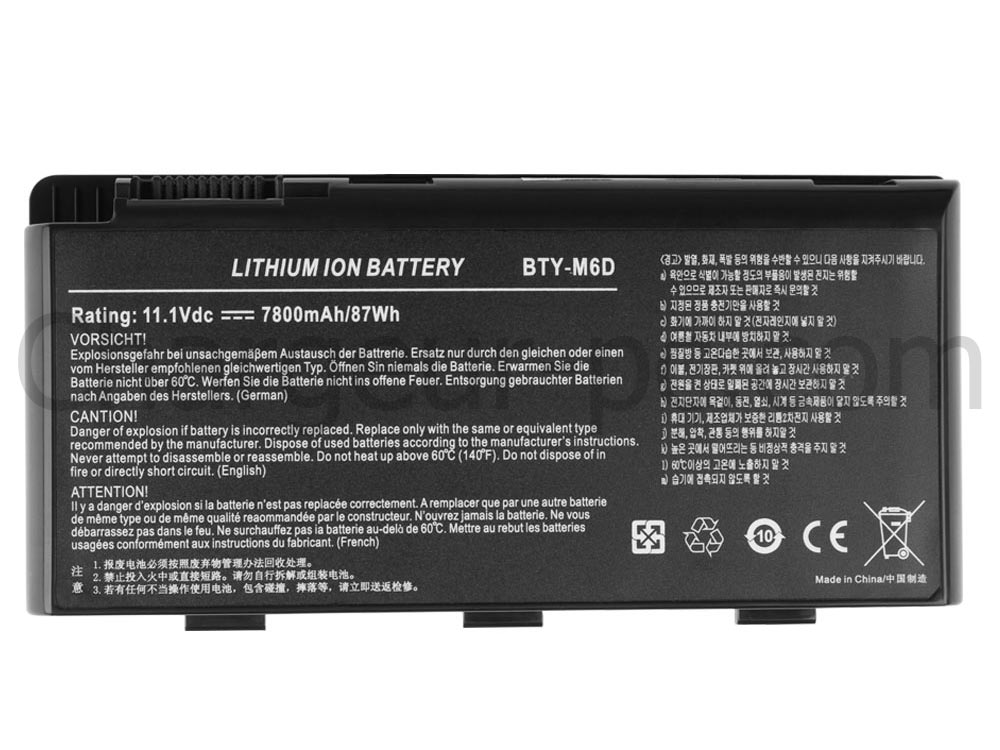 7800mAh Batterie Original pour MSI GT60 2QD Dominator 3K Edition GTX 970M