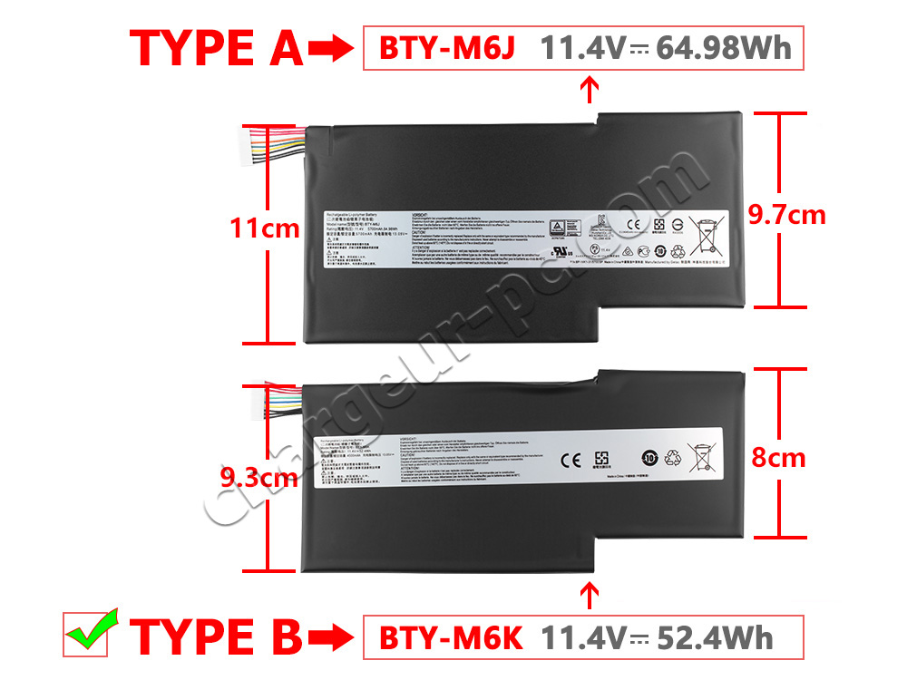 4600mAh 52.4Wh 3-Cell Batterie MSI GF63 8RC MS-16R1