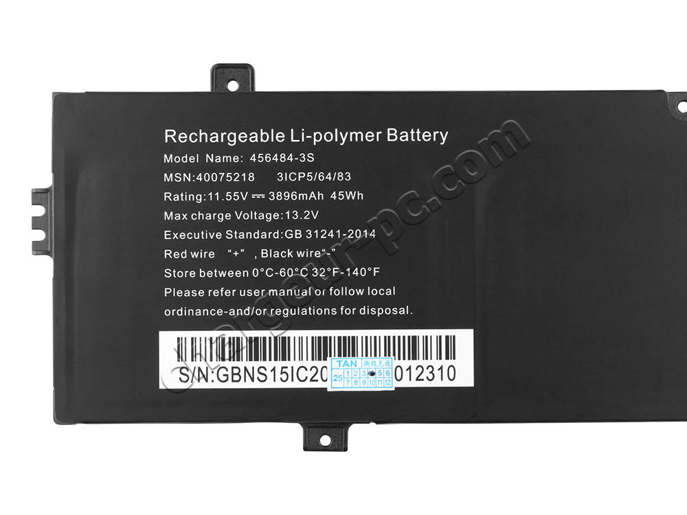 Original Medion 456484-3S Medion 40075218 Batterie 3896mAh 45Wh 3-Cellules