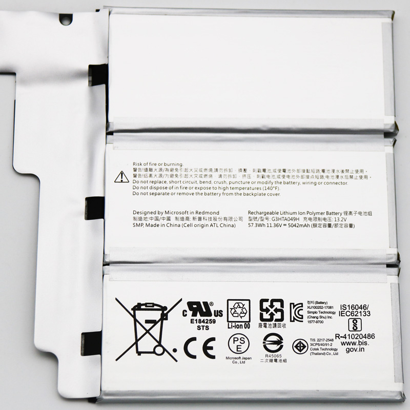 Original Microsoft G3HTA050H Batterie de la base du clavier 5042mAh 57.3Wh 6-Cellules
