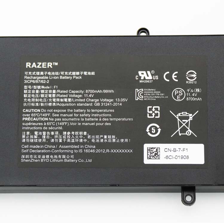 Original 8700mAh 99Wh Batterie Razer 3ICP6/87/62-2