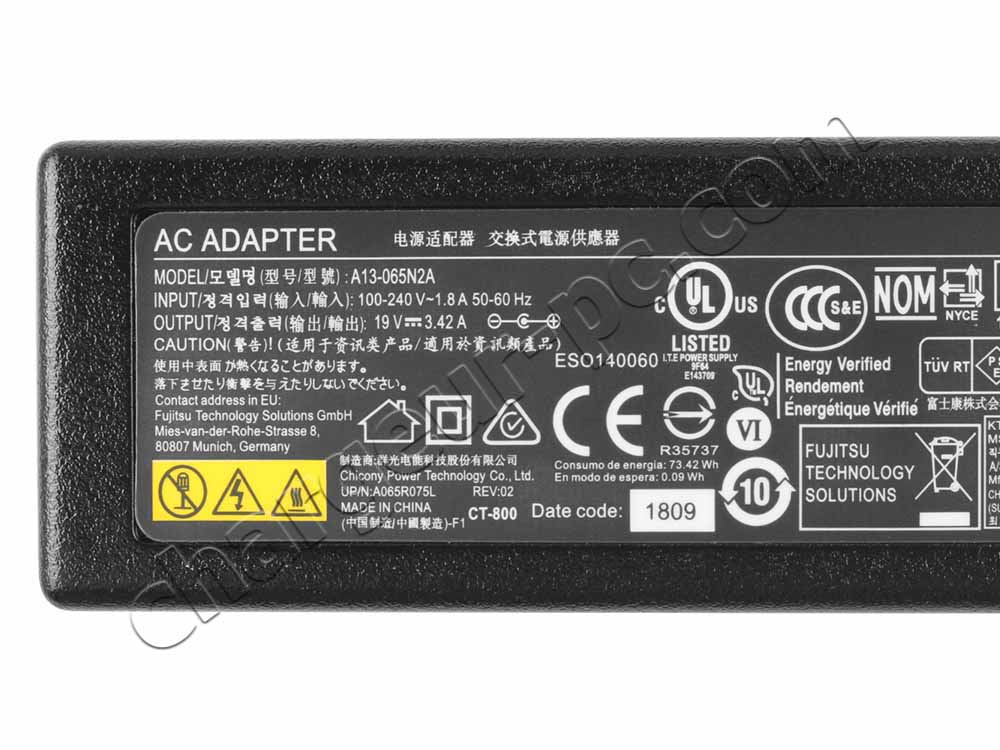 65W AC Adaptateur Chargeur Svelte Original pour Fujitsu Lifebook U574