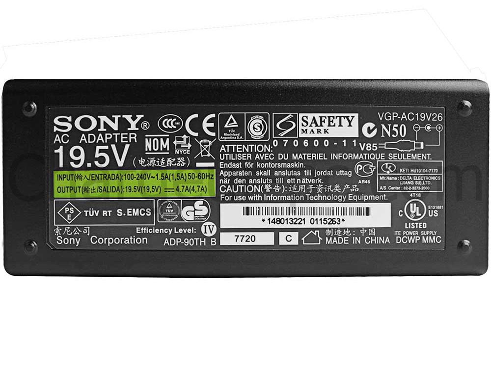 90W Original AC Adaptateur Chargeur pour Sony Vaio vgn-a317m vgn-a417m