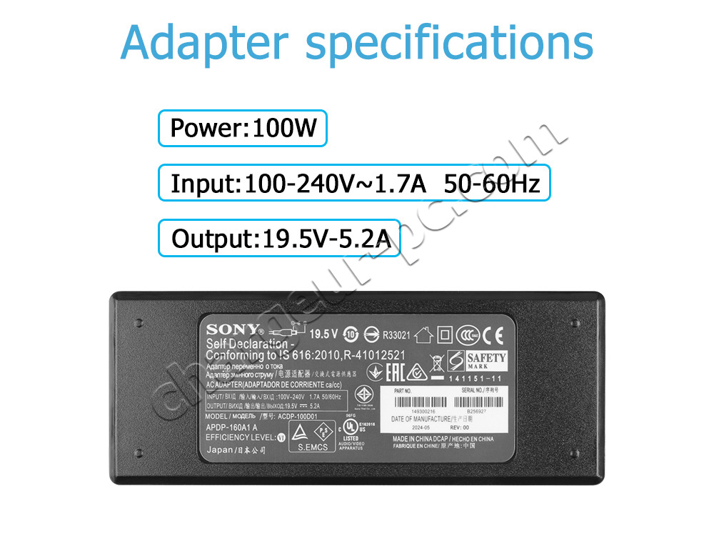 Original 101W Sony ACDP-100D01 AC Adaptateur Chargeur