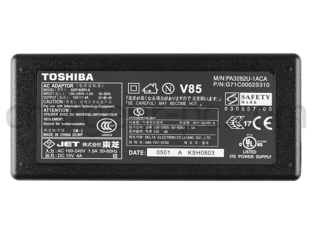 60W Toshiba Satellite 2415-S203 2415-S205 AC Adaptateur Chargeur