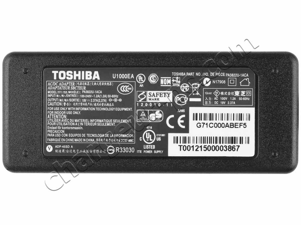 45W Original AC Adaptateur Chargeur pour Toshiba Satellite U940 U940/00S