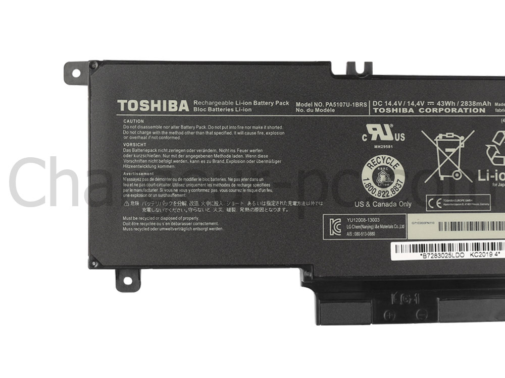 43Wh Batterie pour Toshiba Satellite L40-ABT3N22 P40-A L45 L50-A L50D-A